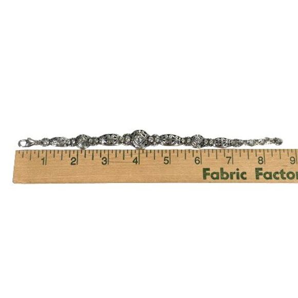 BRIGHTON Deco Lace Bracelet Silver Plated w/Cubic Zirconia Stones/ Rhinestones - Picture 5 of 16